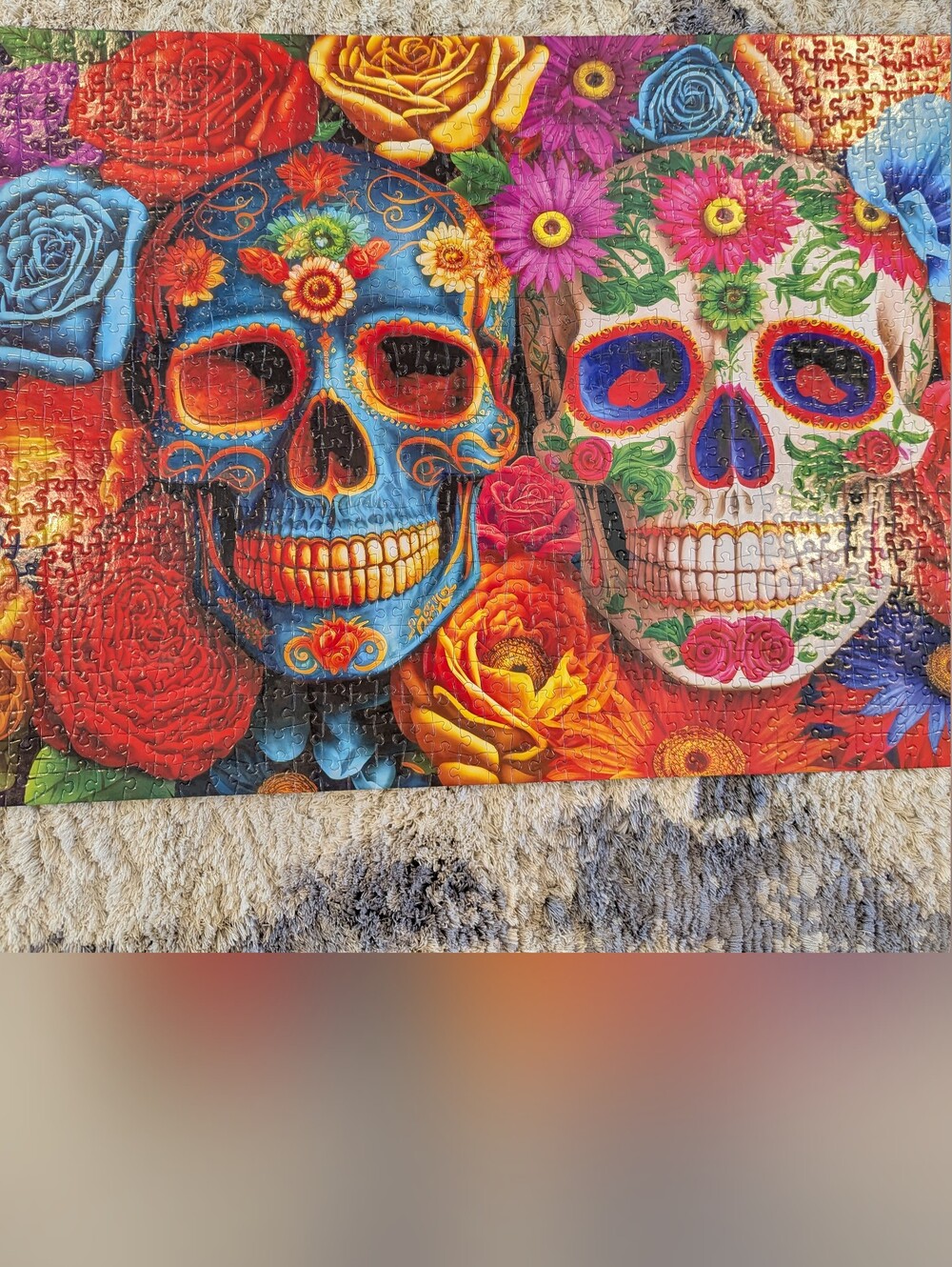💀🌹 Día de los Muertos Double Sugar Skull Puzzle Wall Art 🌹💀